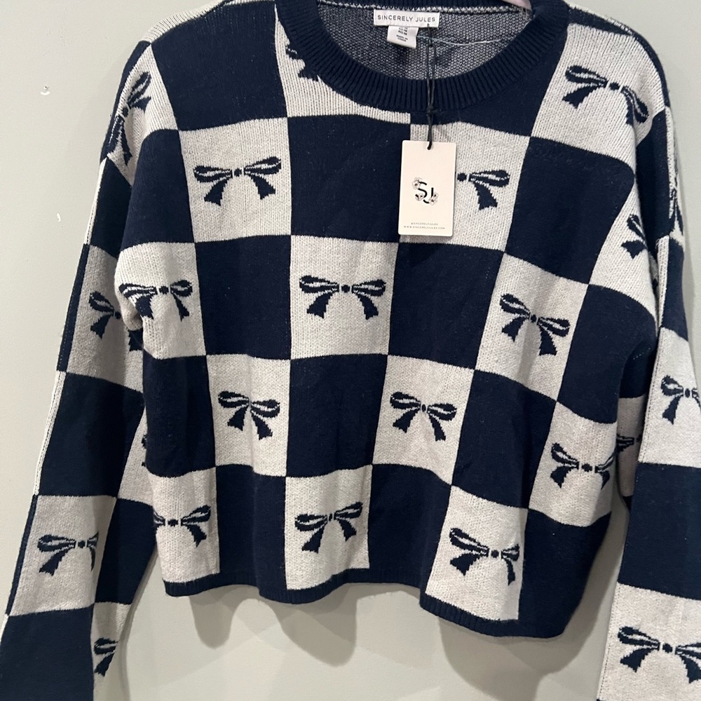 Sincerely Jules Black and Gray Checkered Sweater